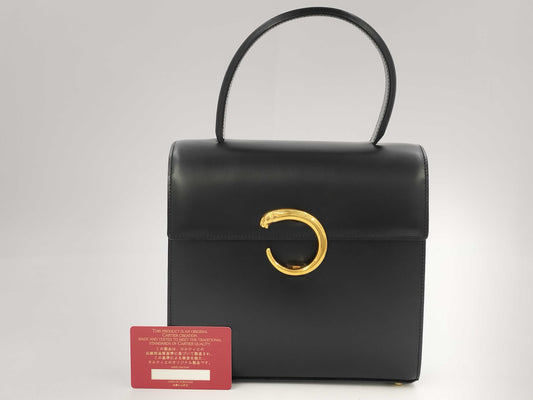 Cartier Panther Handbag in Black Calfskin