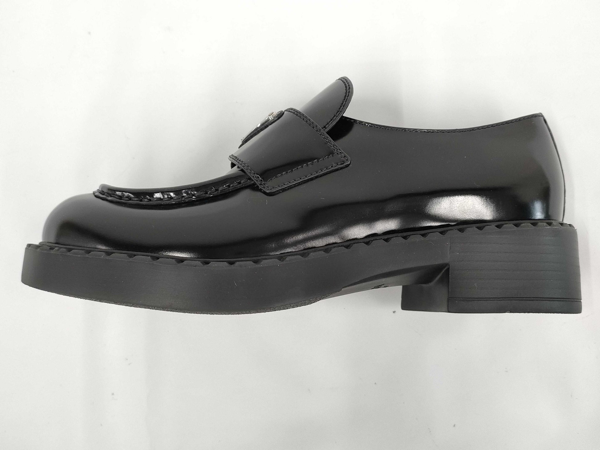 PRADA Chocolate Brushed Leather Loafers, Size 37.5