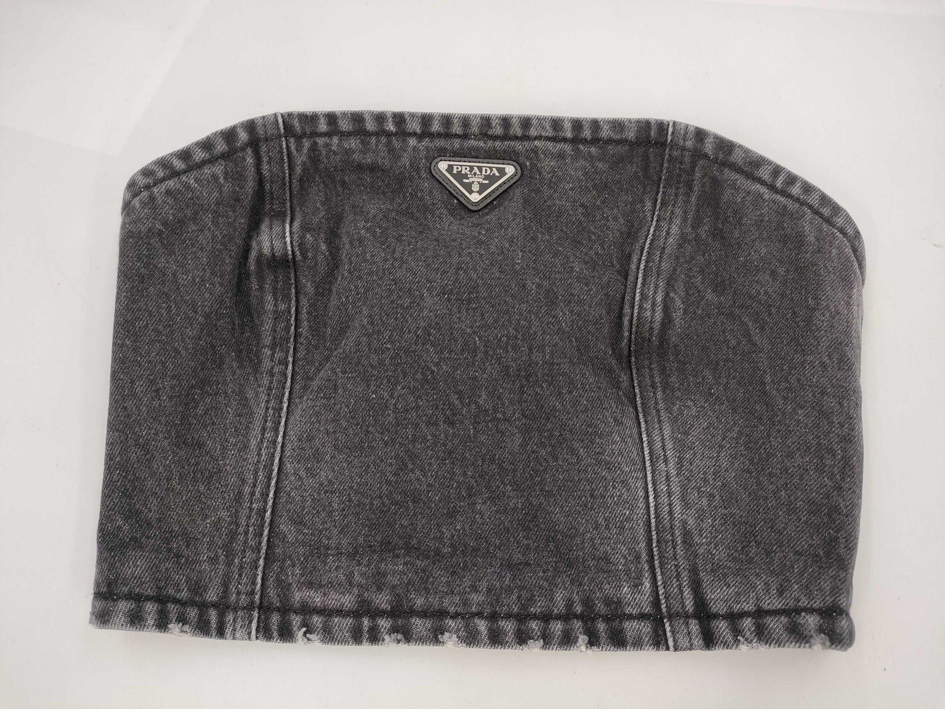 PRADA Prada Triangle Logo Bustier, Size 38, Tops