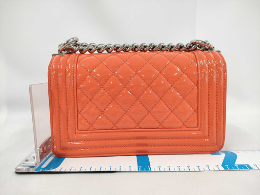 CHANEL Boy Chanel 20 Orange Patent Shoulder Bag