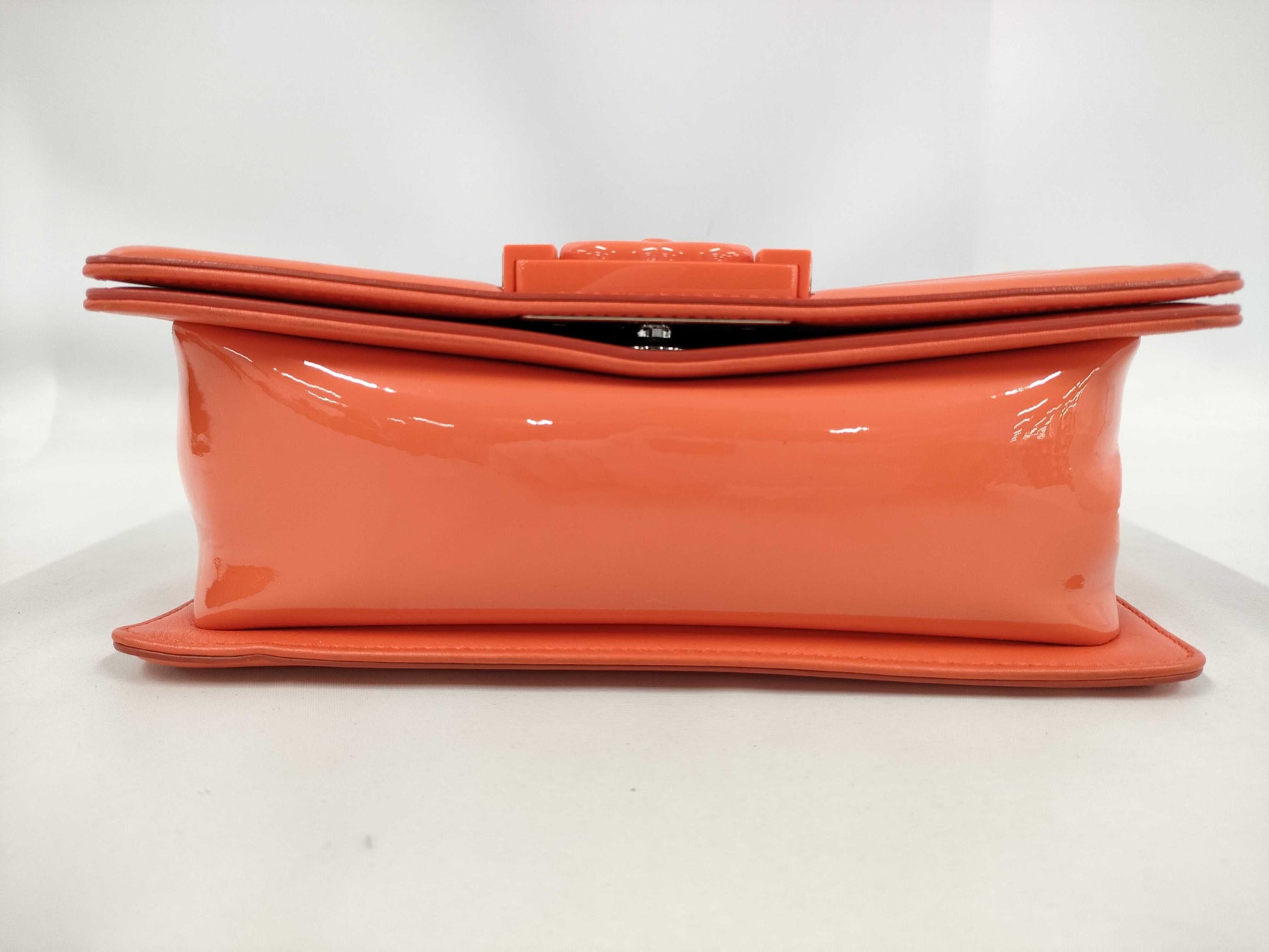 CHANEL Boy Chanel 20 Orange Patent Shoulder Bag