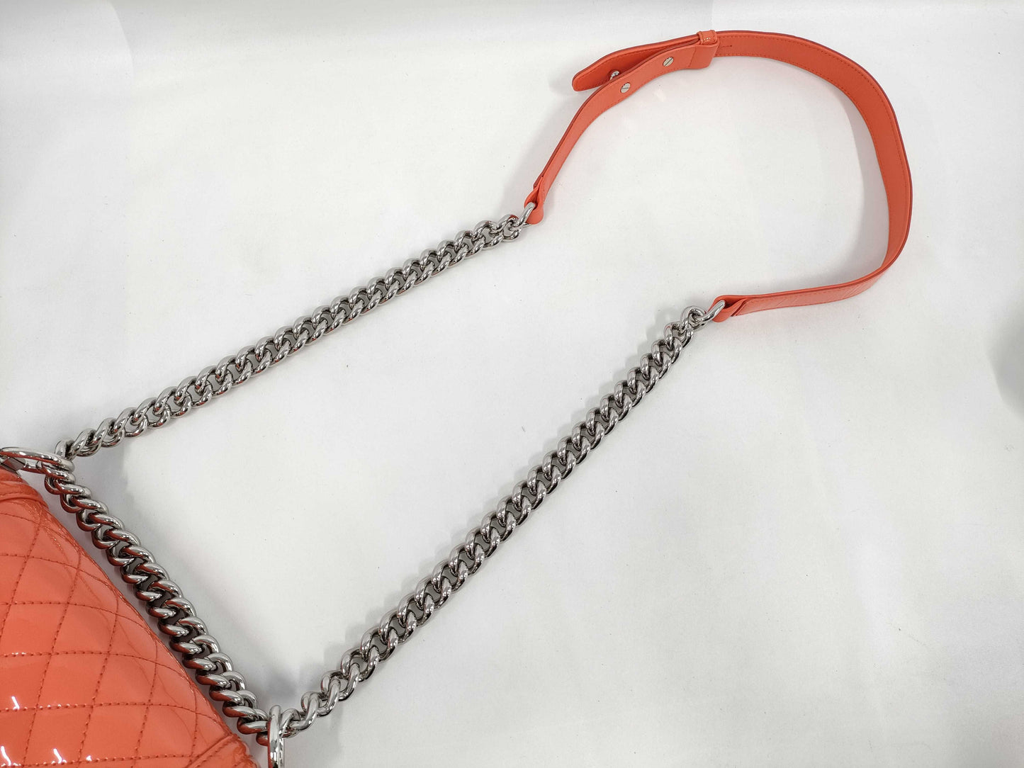 CHANEL Boy Chanel 20 Orange Patent Shoulder Bag