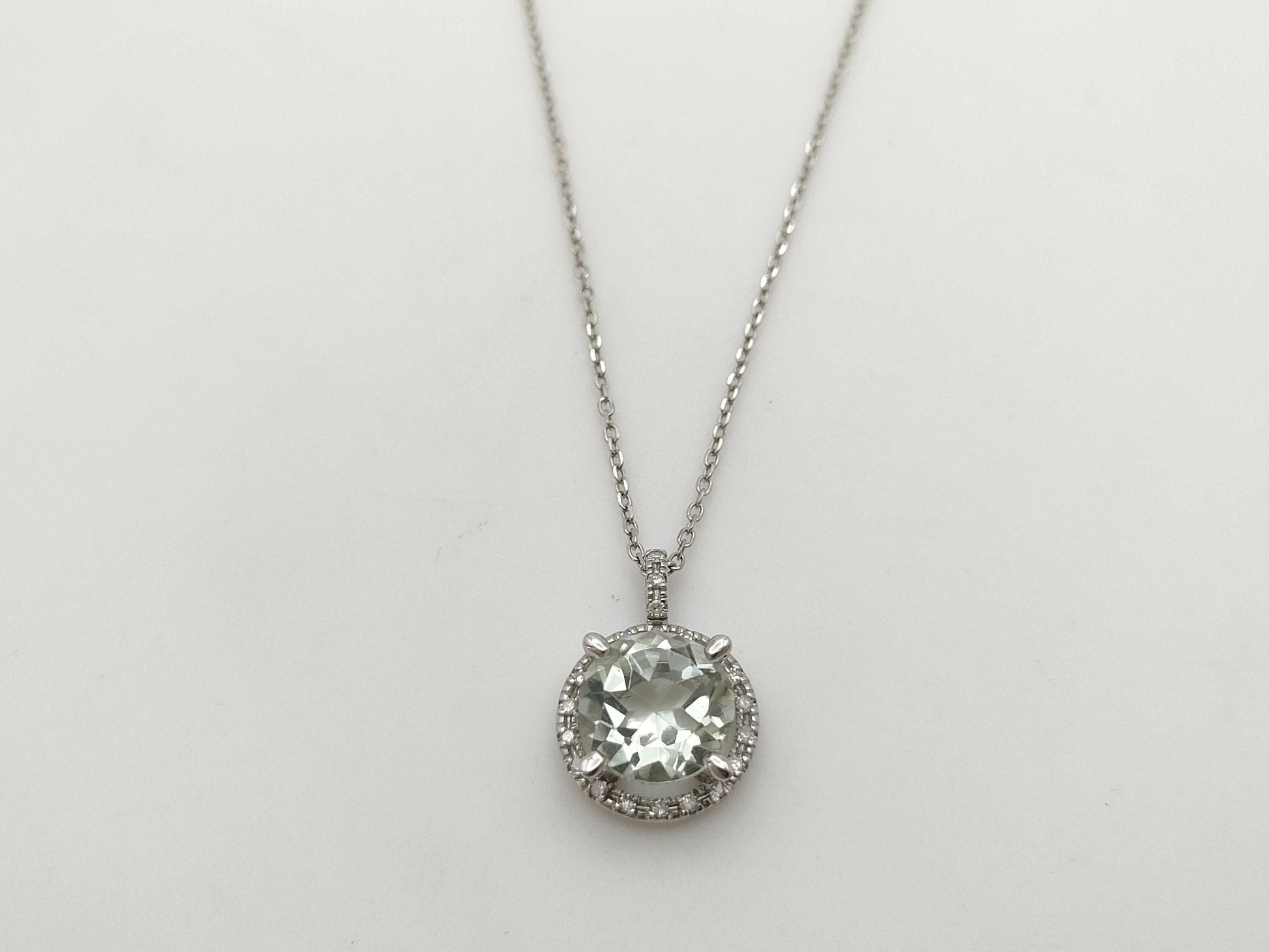 MAUBOUSSIN Soleil Ete Green Amethyst Diamond WG Au750 2.6g Necklace