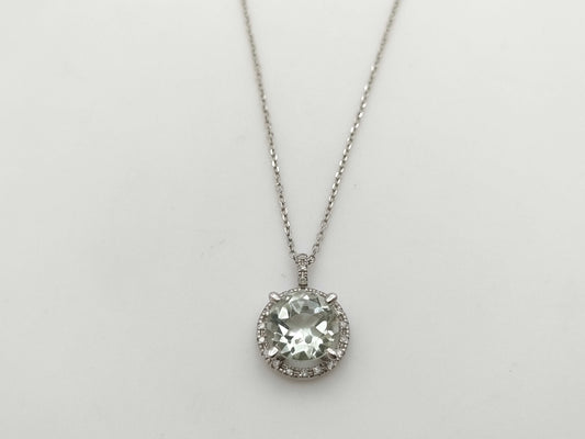 MAUBOUSSIN Soleil Ete Green Amethyst Diamond WG Au750 2.6g Necklace