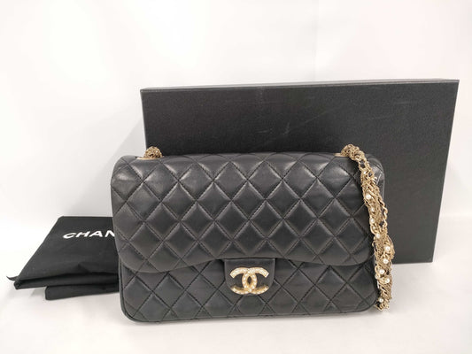 CHANEL Matelasse Chain Shoulder Bag, Lambskin Leather