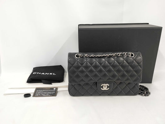CHANEL Matelasse Double Flap Chain Shoulder Bag, Lambskin