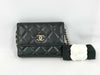 CHANEL Matelasse Camellia Chain Card Case, Lambskin Leather, Shoulder Bag