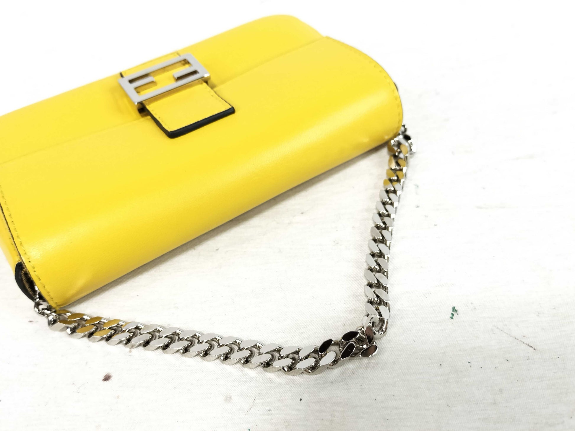 FENDI Micro Bucket Leather Shoulder Bag Yellow Handbag