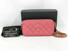 CHANEL Chain Wallet Pochette Double Zipper Matelasse Caviar Leather Rose Pink Wallet