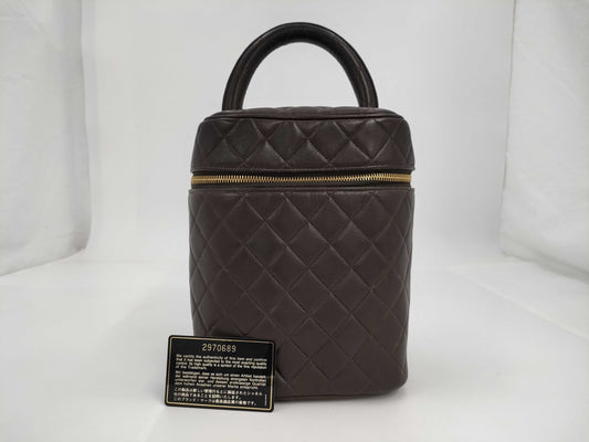 CHANEL Matlasse Chanel Matlasse Vertical Brown Vanity Bag