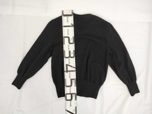 Yves Saint Laurent Black Cardigan with YSL Embroidery and Gold Buttons, Size M