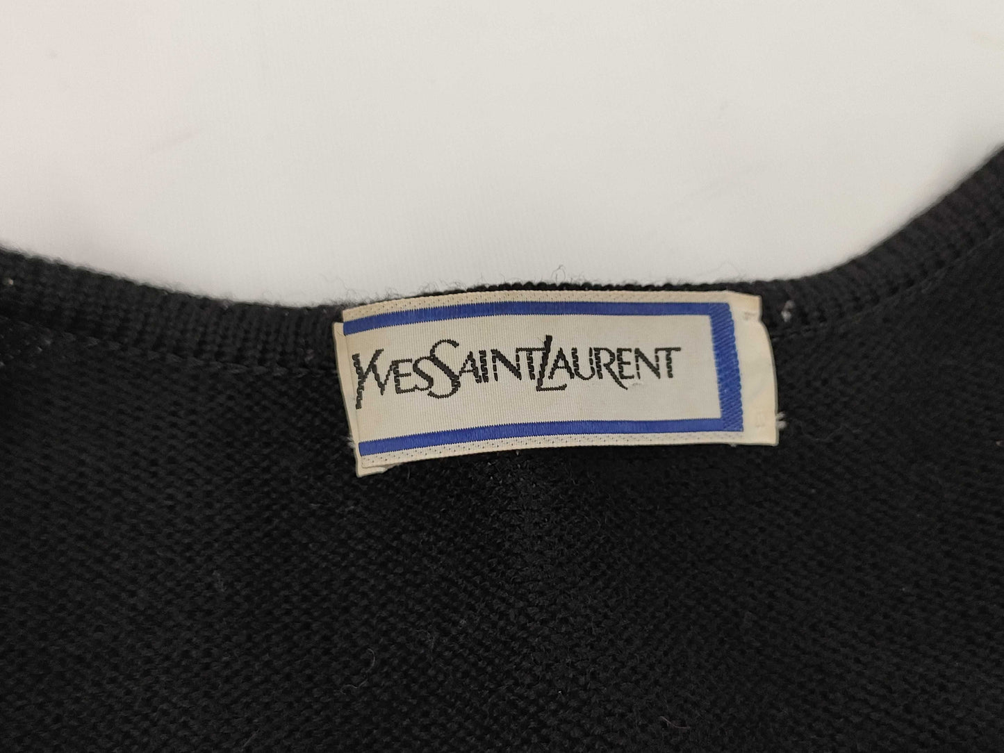 Yves Saint Laurent Black Cardigan with YSL Embroidery and Gold Buttons, Size M