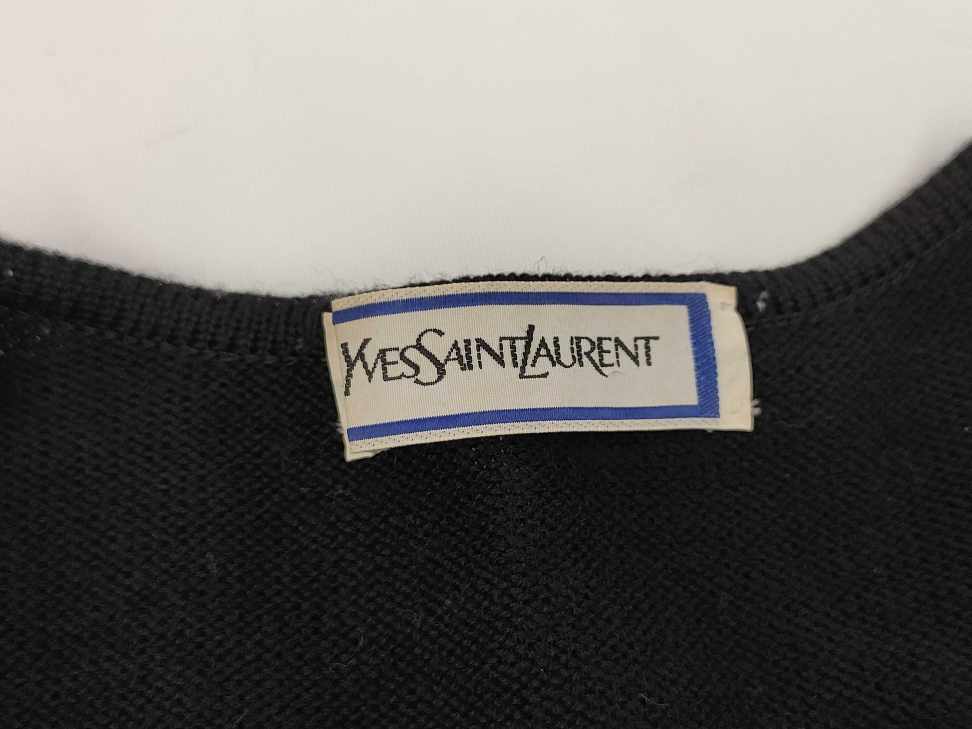 Yves Saint Laurent Black Cardigan with YSL Embroidery and Gold Buttons, Size M