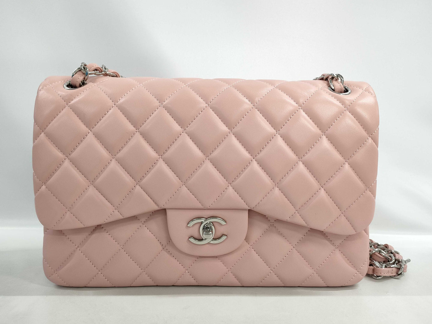 CHANEL Lambskin Matelasse w Jumbo Shoulder Bag