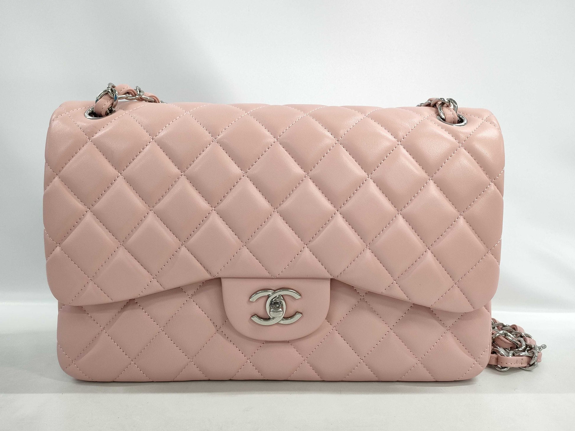 CHANEL Lambskin Matelasse w Jumbo Shoulder Bag