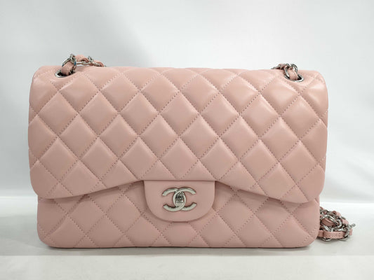 CHANEL Lambskin Matelasse w Jumbo Shoulder Bag