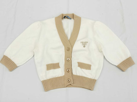 PRADA Prada Short Cardigan with Logo, RFID Verified, Size 38