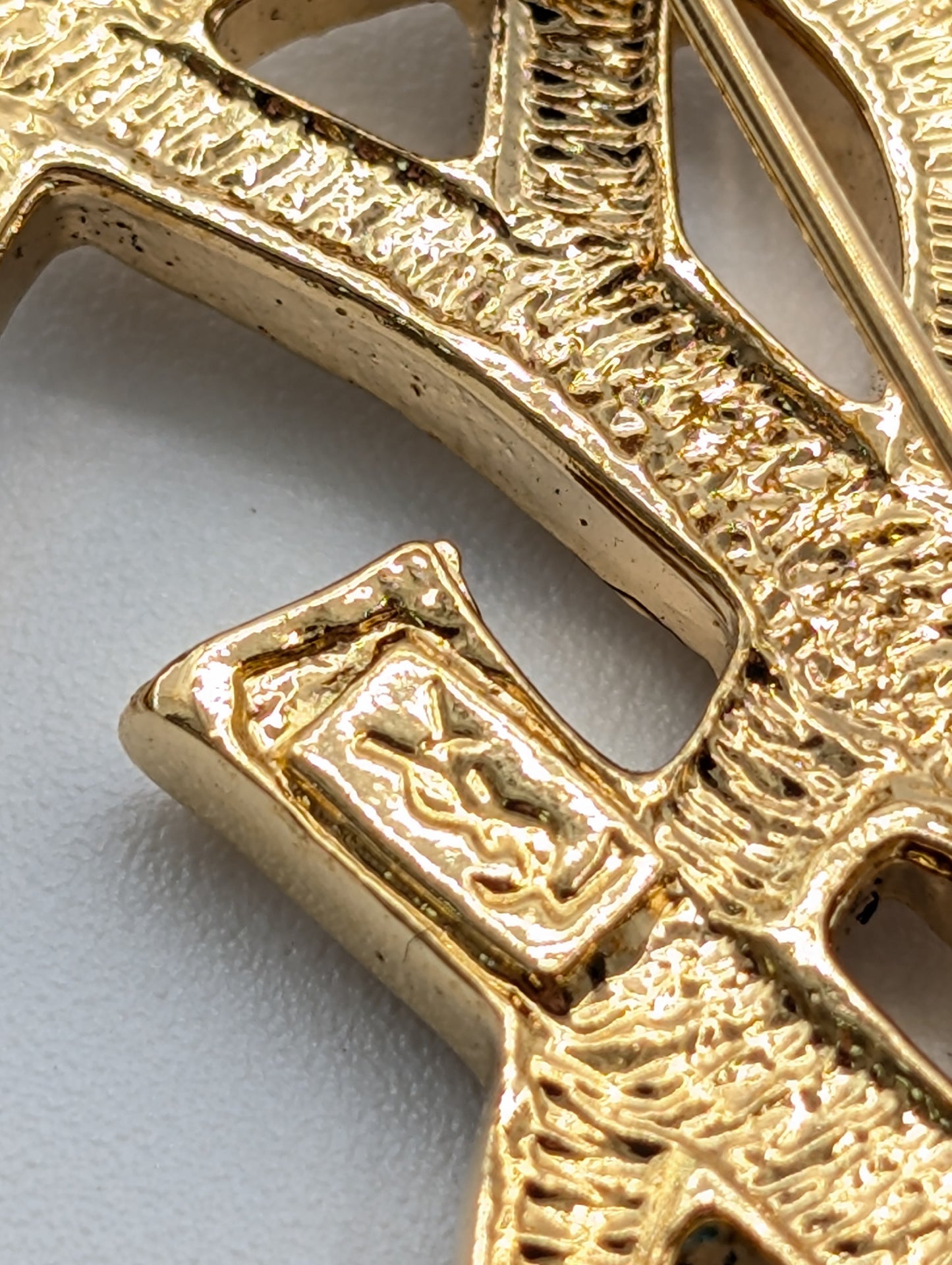 Yves Saint Laurent Brooch YSL Cassandra Gold Rhinestone Brooch