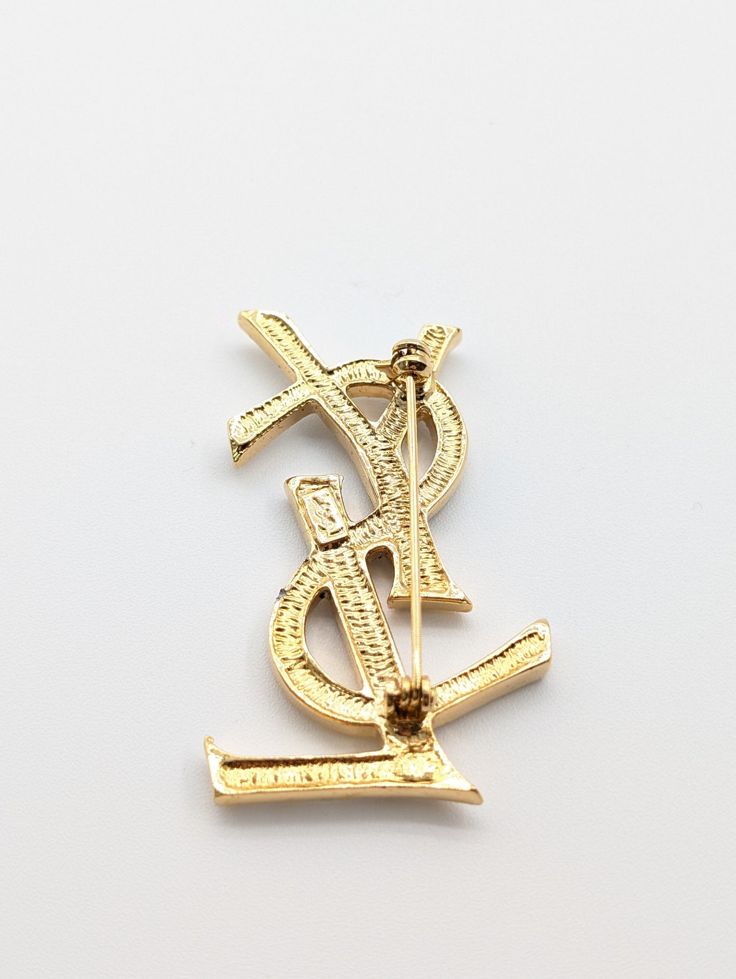 Yves Saint Laurent Brooch YSL Cassandra Gold Rhinestone Brooch