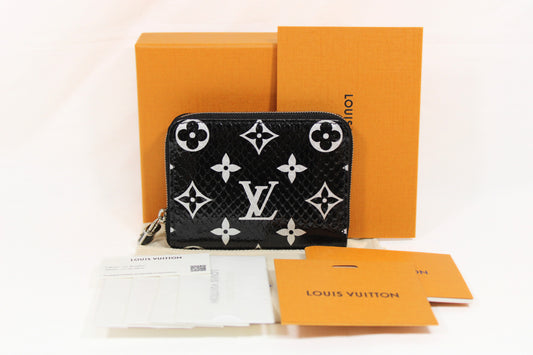 LOUIS VUITTON Vuitton Monogram Exotic Zippy Coin Purse N97059 Black RFID Tag Wallet