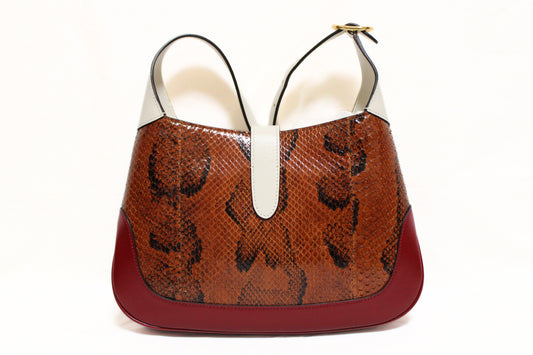 GUCCI Gucci Jackie Python 2WAY Shoulder Bag Brown White Shoulder Bag