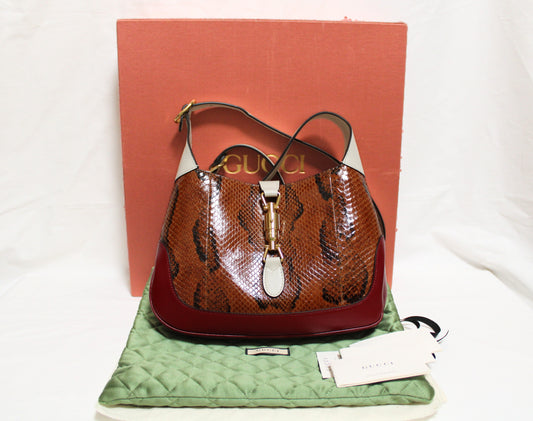 GUCCI Gucci Jackie Python 2WAY Shoulder Bag Brown White Shoulder Bag
