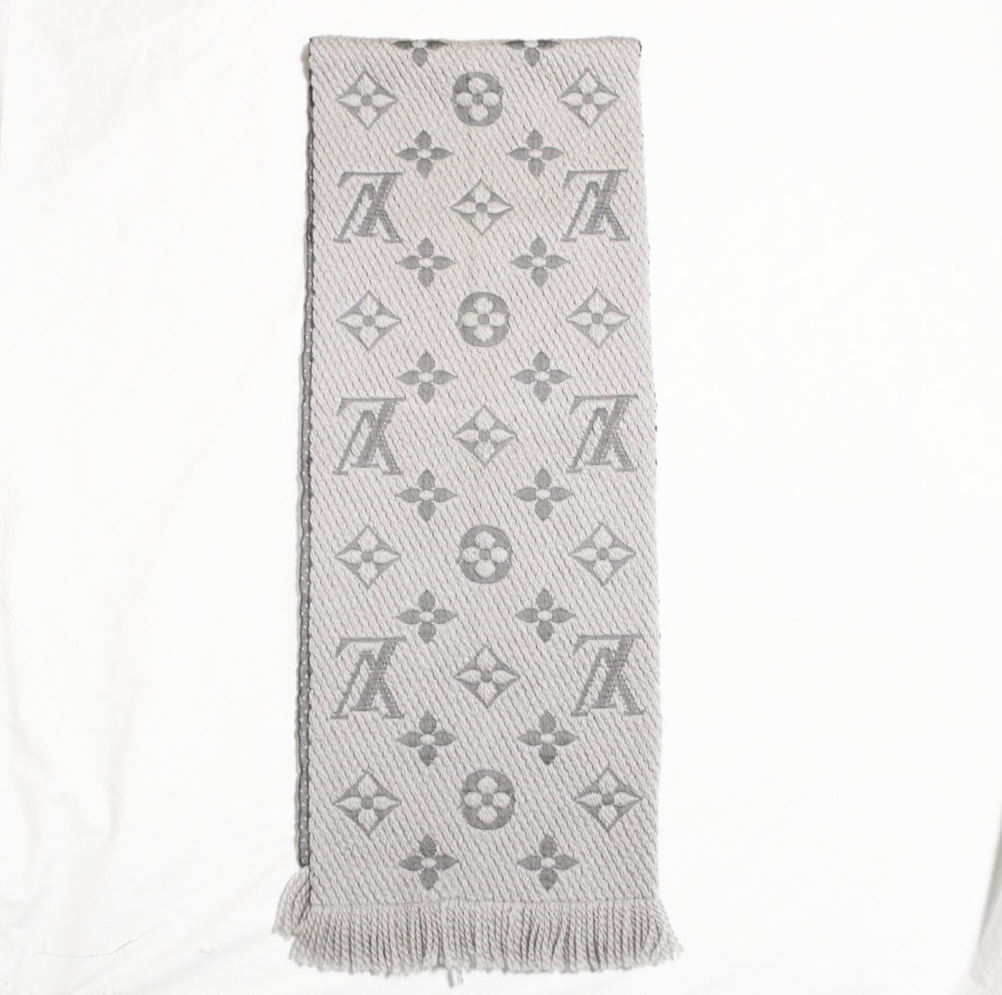 LOUIS VUITTON Vuitton Echarpe Logomania Muffler Wool Silk Grey Muffler