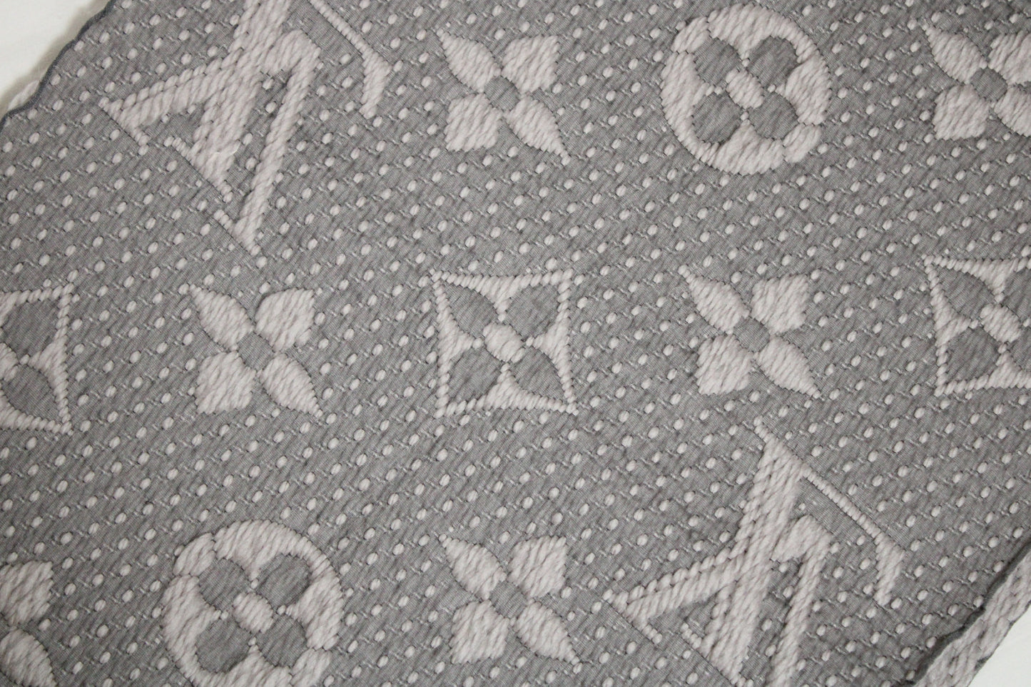 LOUIS VUITTON Vuitton Echarpe Logomania Muffler Wool Silk Grey Muffler