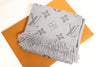 LOUIS VUITTON Vuitton Muffler Echarp Logomania Silk Wool Grey Muffler