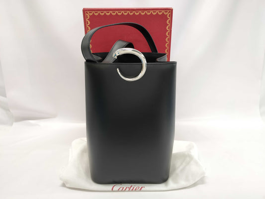 Cartier Panther Leather Shoulder Bag, Black, Box and Dust Bag Included