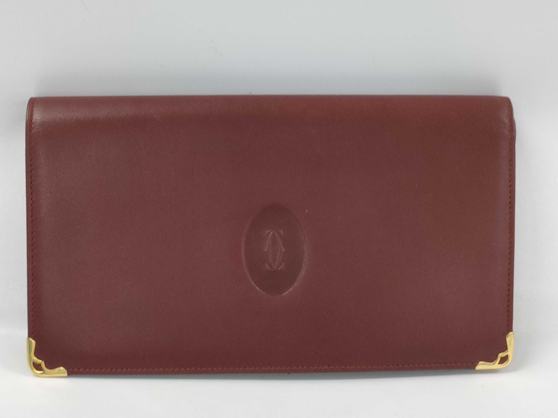 Cartier Must Line Bifold Wallet with Clasp Closure, Bordeaux, with Box