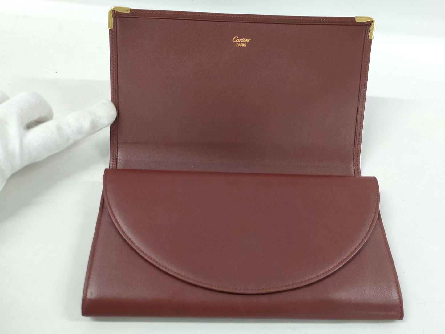 Cartier Must Line Bifold Wallet with Clasp Closure, Bordeaux, with Box