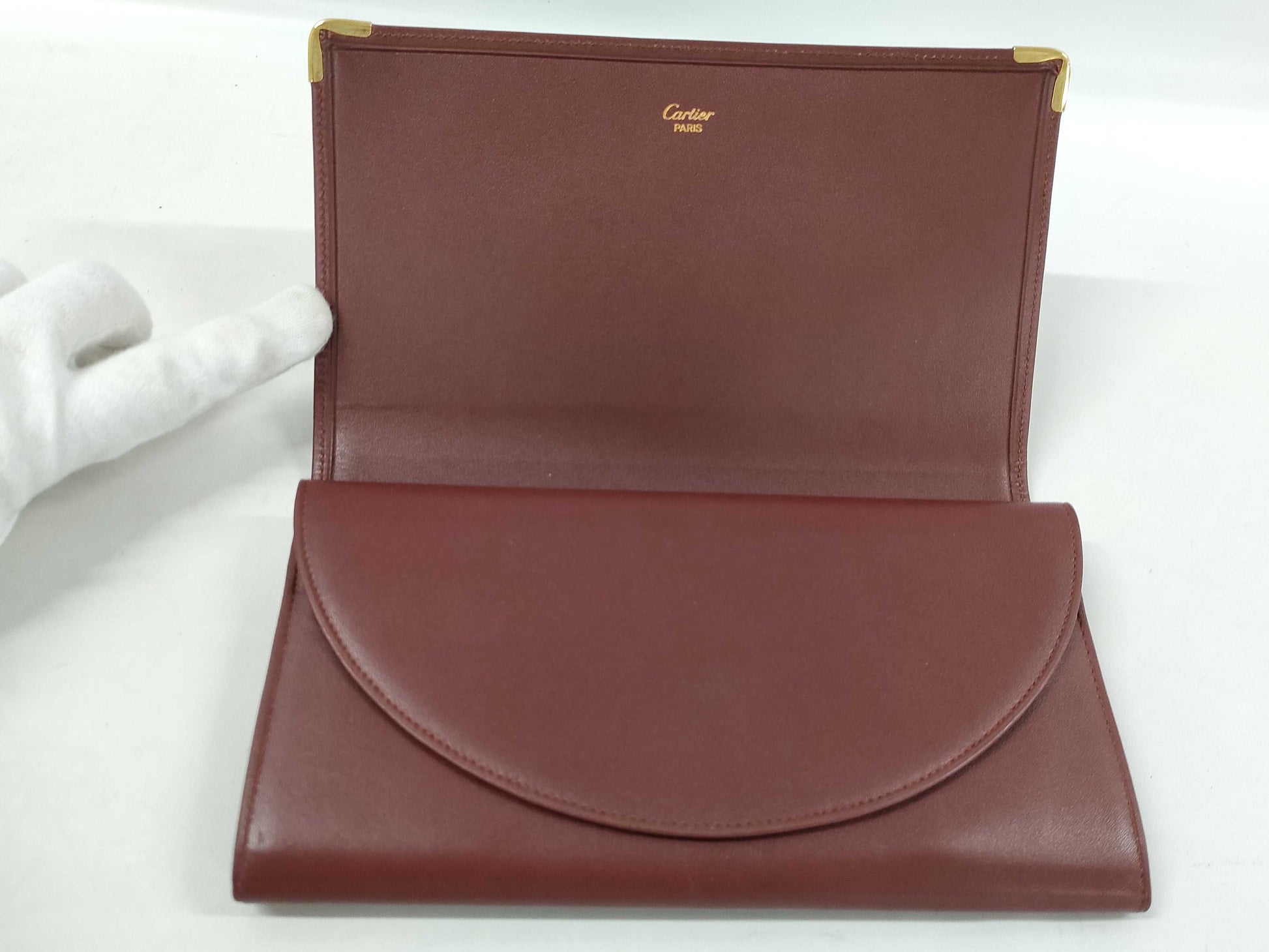 Cartier Must Line Bifold Wallet with Clasp Closure, Bordeaux, with Box