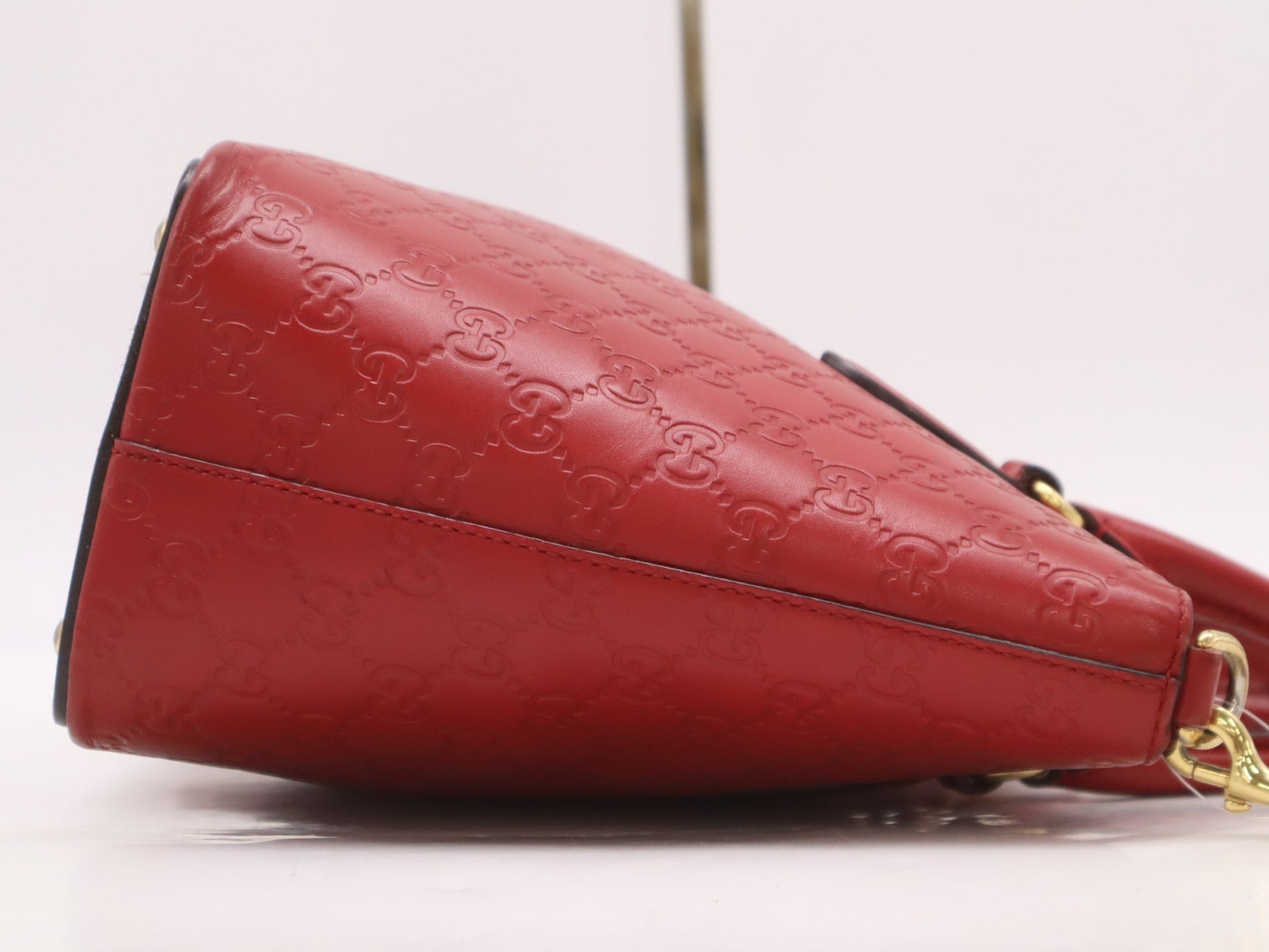 GUCCI 432124 Gucci Sima 2WAY Handbag Leather Red Handbag with Shoulder Strap