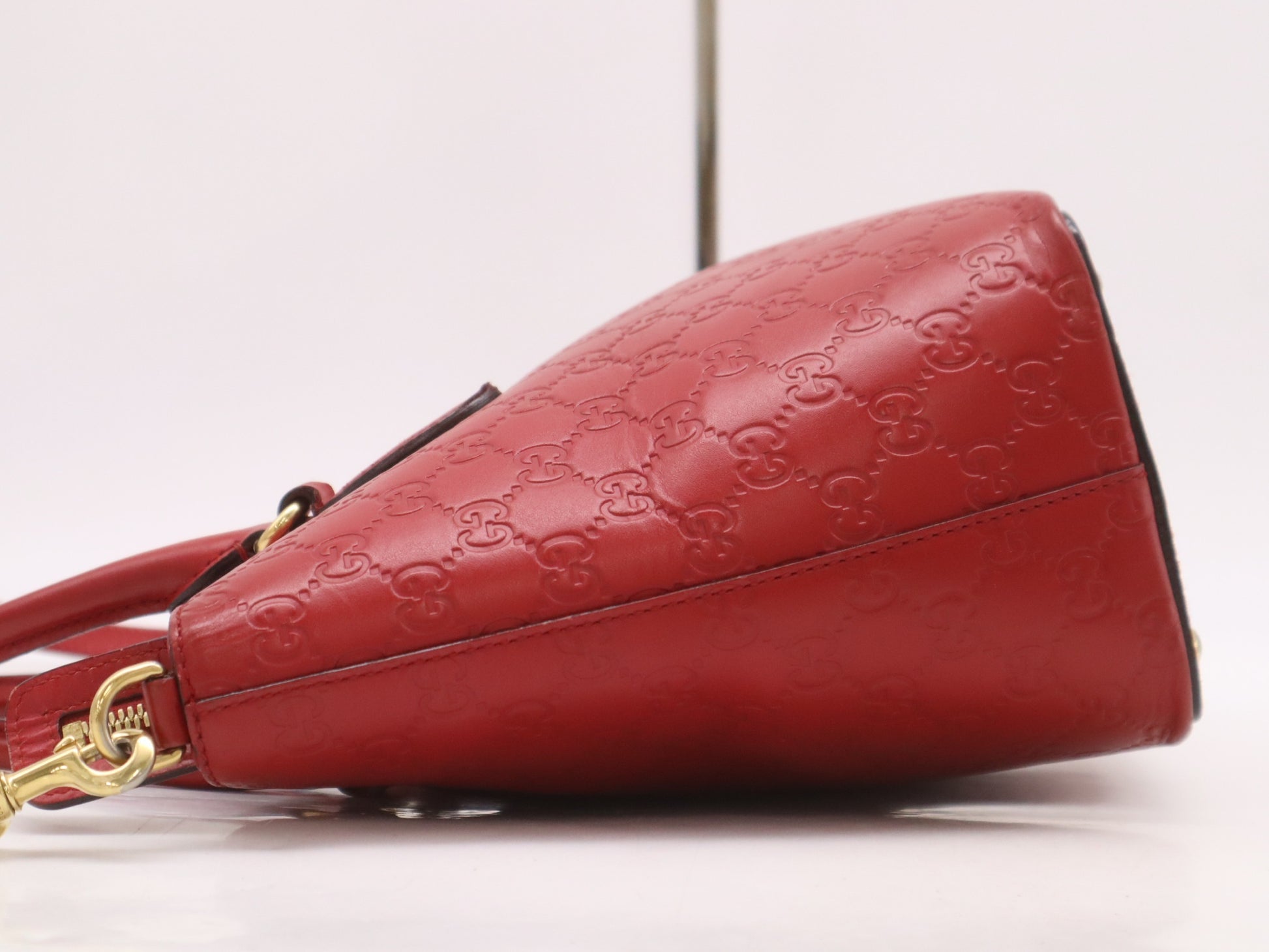 GUCCI 432124 Gucci Sima 2WAY Handbag Leather Red Handbag with Shoulder Strap