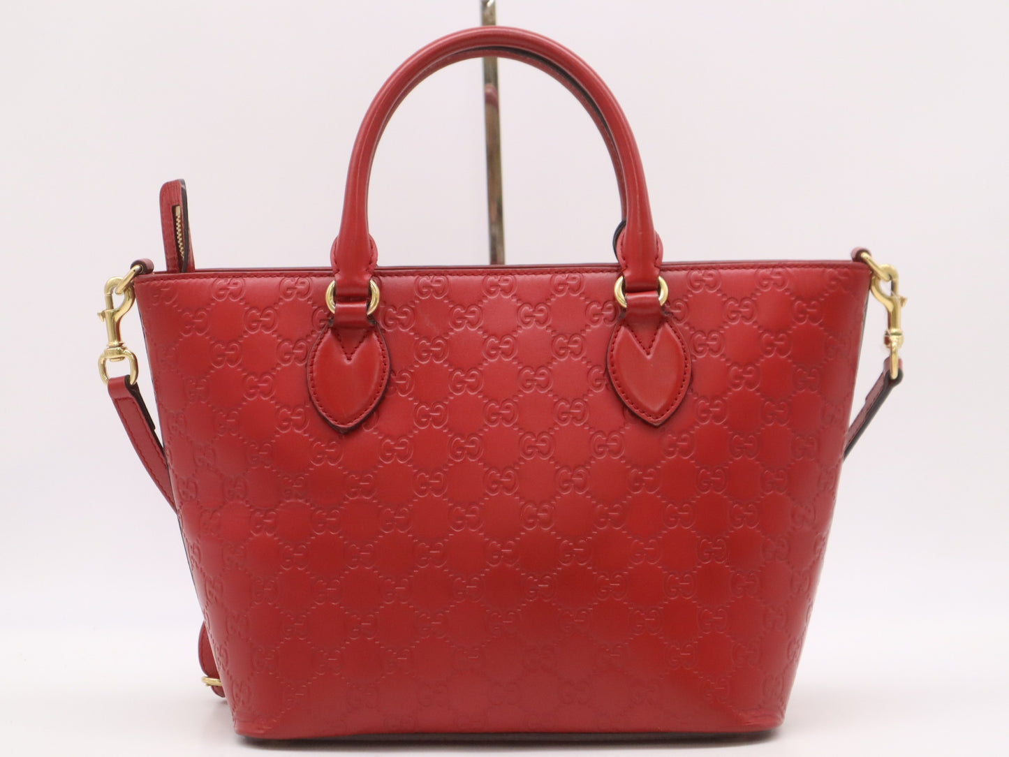 GUCCI 432124 Gucci Sima 2WAY Handbag Leather Red Handbag with Shoulder Strap