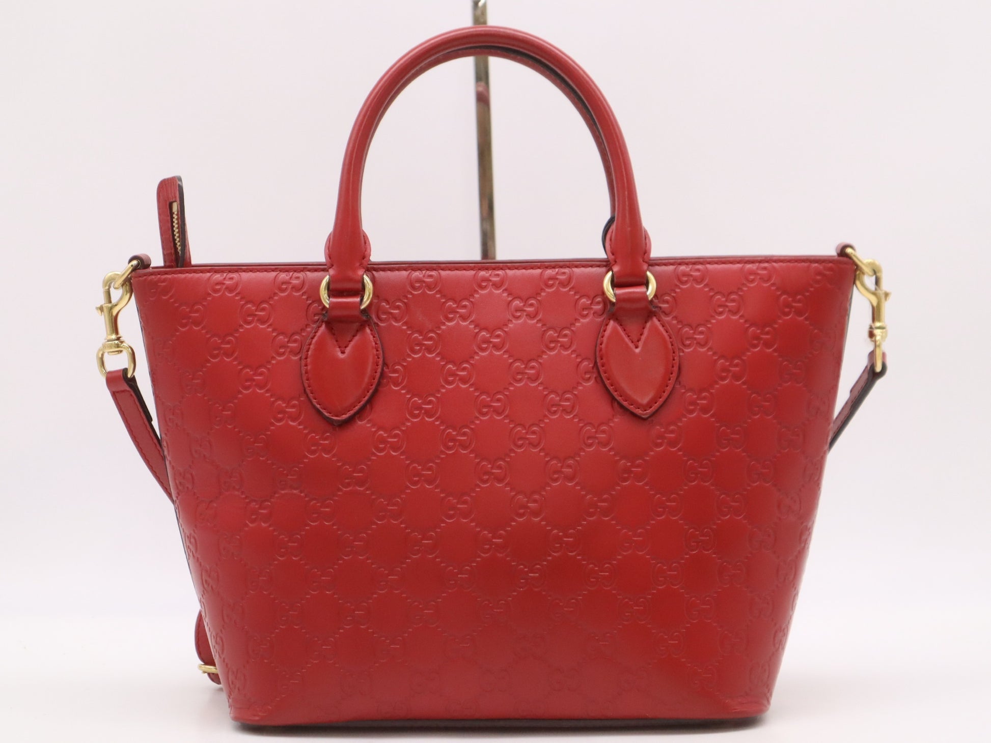 GUCCI 432124 Gucci Sima 2WAY Handbag Leather Red Handbag with Shoulder Strap