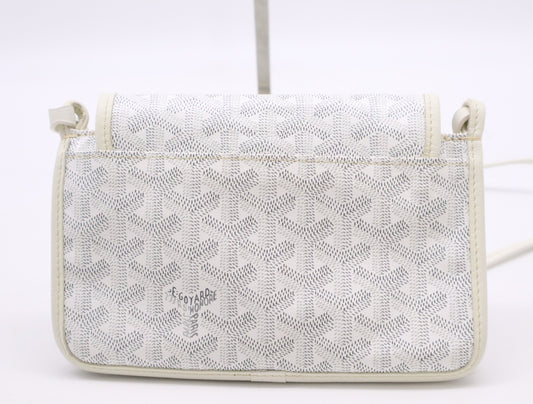 GOYARD PVC x Leather Pochette Plume White Shoulder Bag with Small Dust Bag