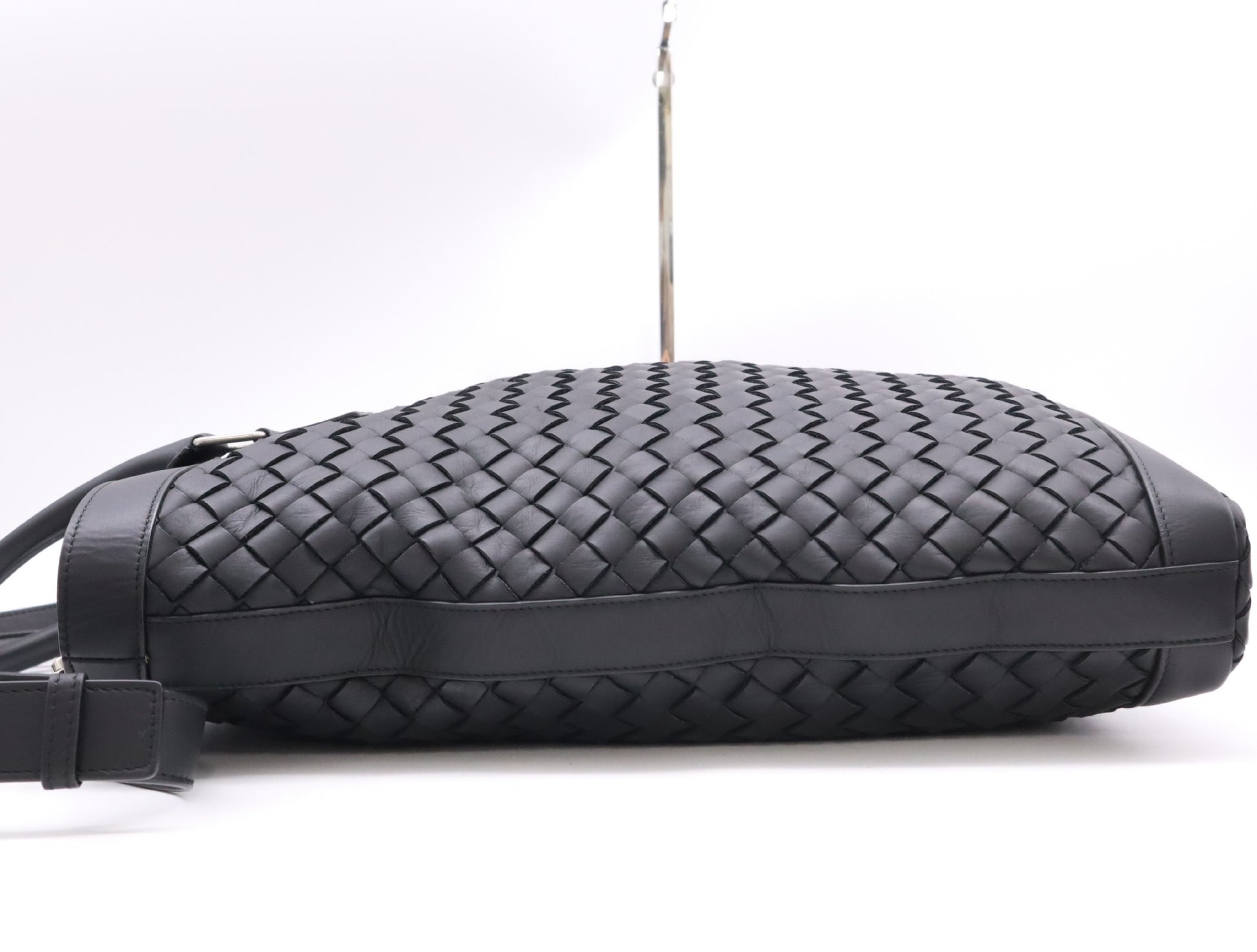 BOTTEGA VENETA Intrecciato Leather 2-WAY Bag Black No Serial with Storage Bag Tote Bag
