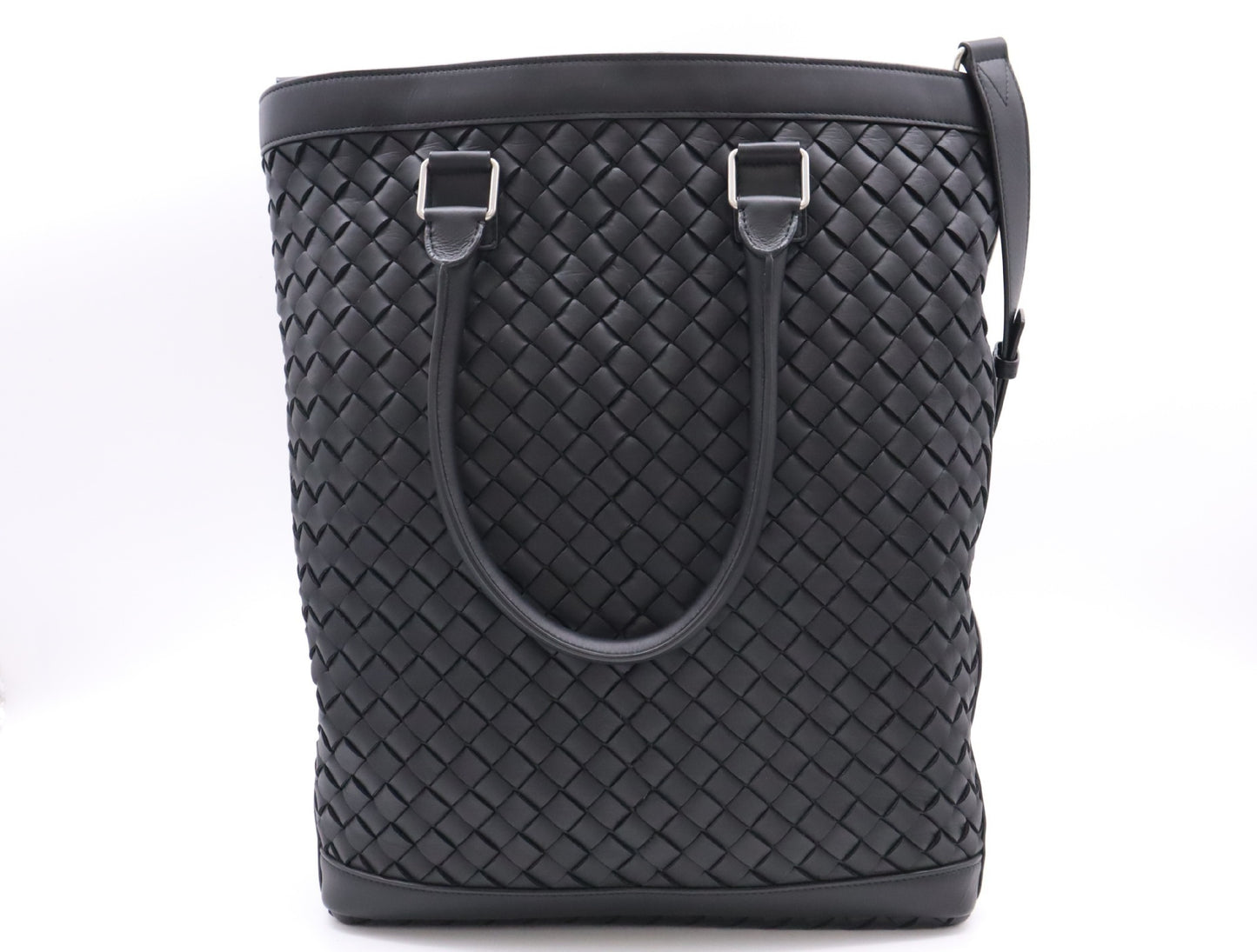BOTTEGA VENETA Intrecciato Leather 2-WAY Bag Black No Serial with Storage Bag Tote Bag
