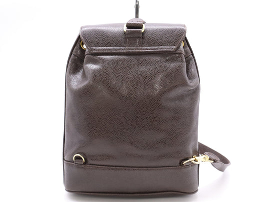 CHANEL Caviar Skin Cocomark Shoulder Bag with Brown Card Rucksack