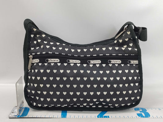 LeSportsac Heart Motif Shoulder Bag, Nylon, Black