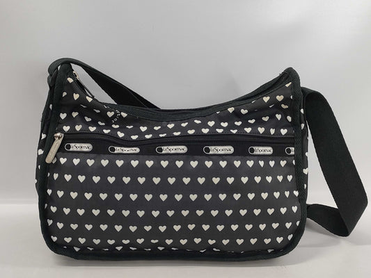 LeSportsac Heart Motif Shoulder Bag, Nylon, Black