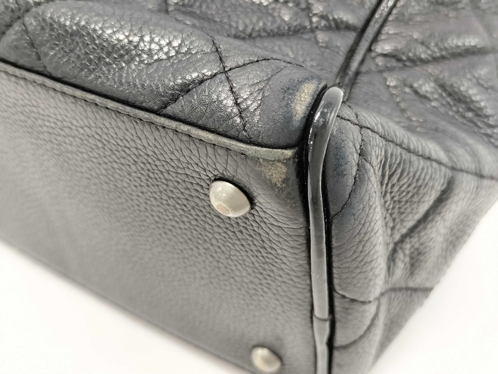 CHANEL Caviar Skin Bowling Bag Mini Boston Bag Matelasse Sterling Silver Hardware Black Seal 6206273 Boston Bag