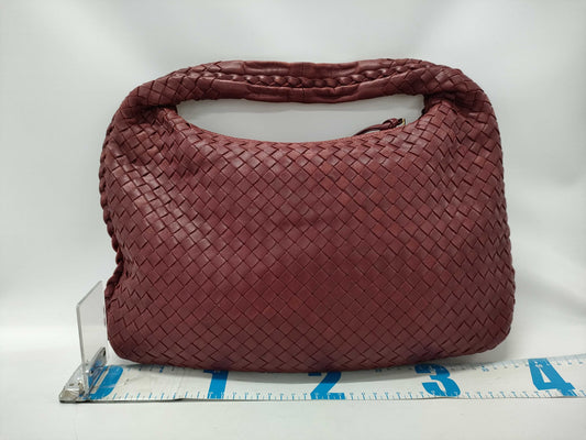BOTTEGA VENETA Leather Intrecciato One-Shoulder Bag, Wine Red