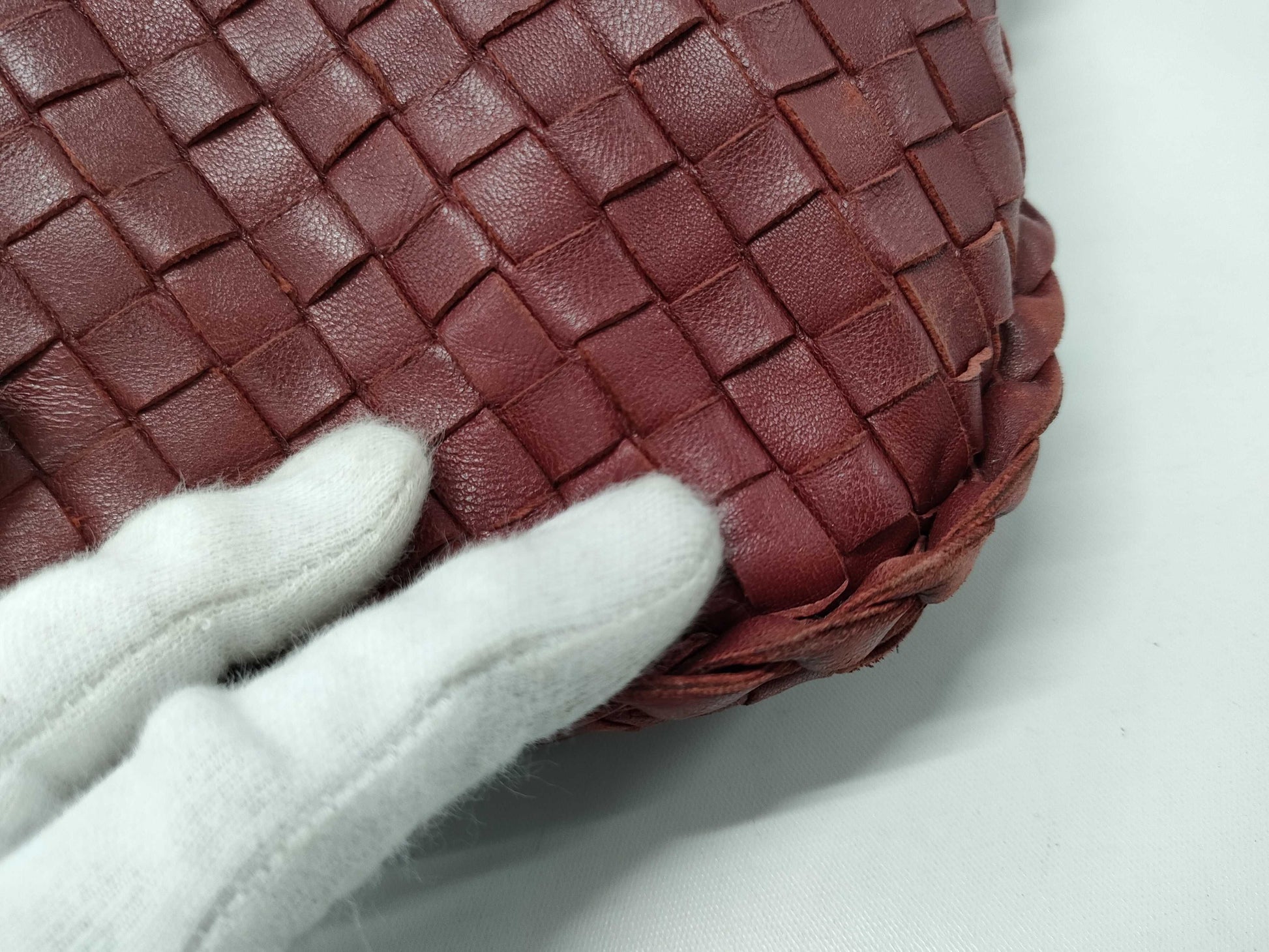 BOTTEGA VENETA Leather Intrecciato One-Shoulder Bag, Wine Red