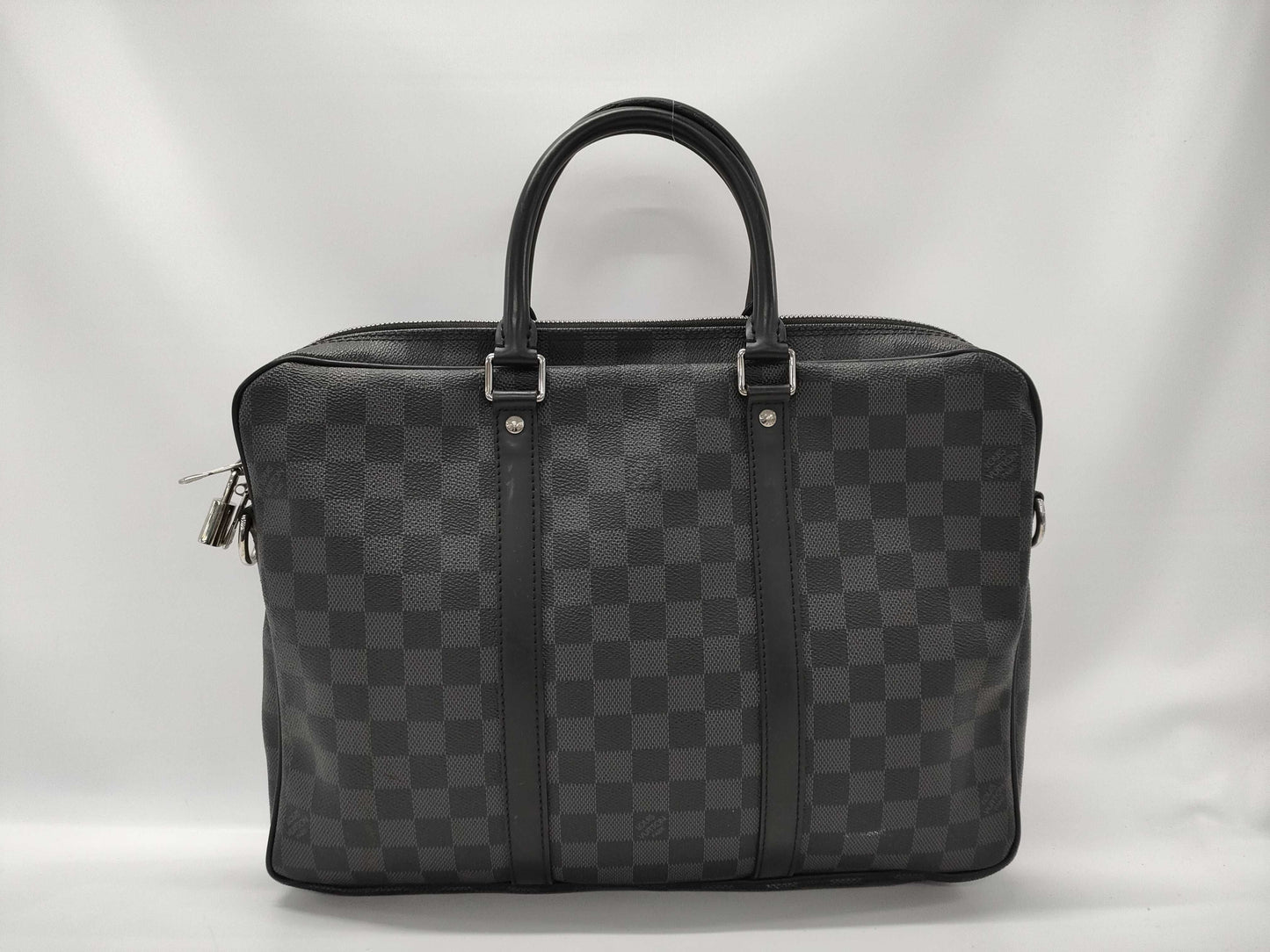 LOUIS VUITTON N41478 Graphite Porte-Document Voyage PDV PM Business Bag with Padlock