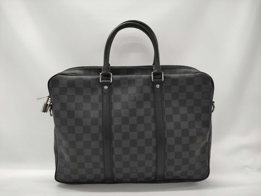 LOUIS VUITTON N41478 Graphite Porte-Document Voyage PDV PM Business Bag with Padlock