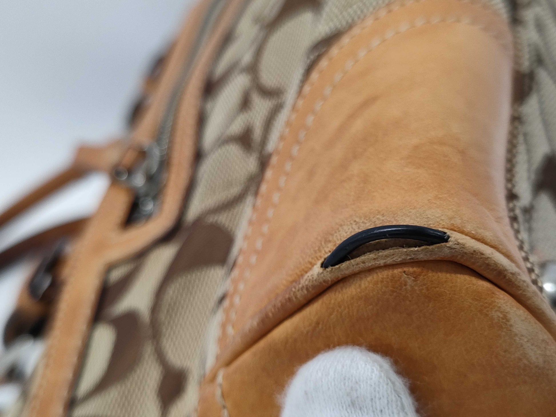 COACH 8K05 Signature Handbag Canvas Leather Beige Brown Handbag