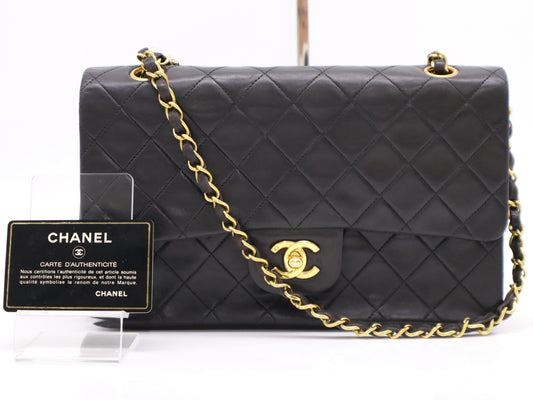 CHANEL Lambskin Matlassse Chain Shoulder Bag W Flap GD Hardware Black 3357145 Card Shoulder Bag